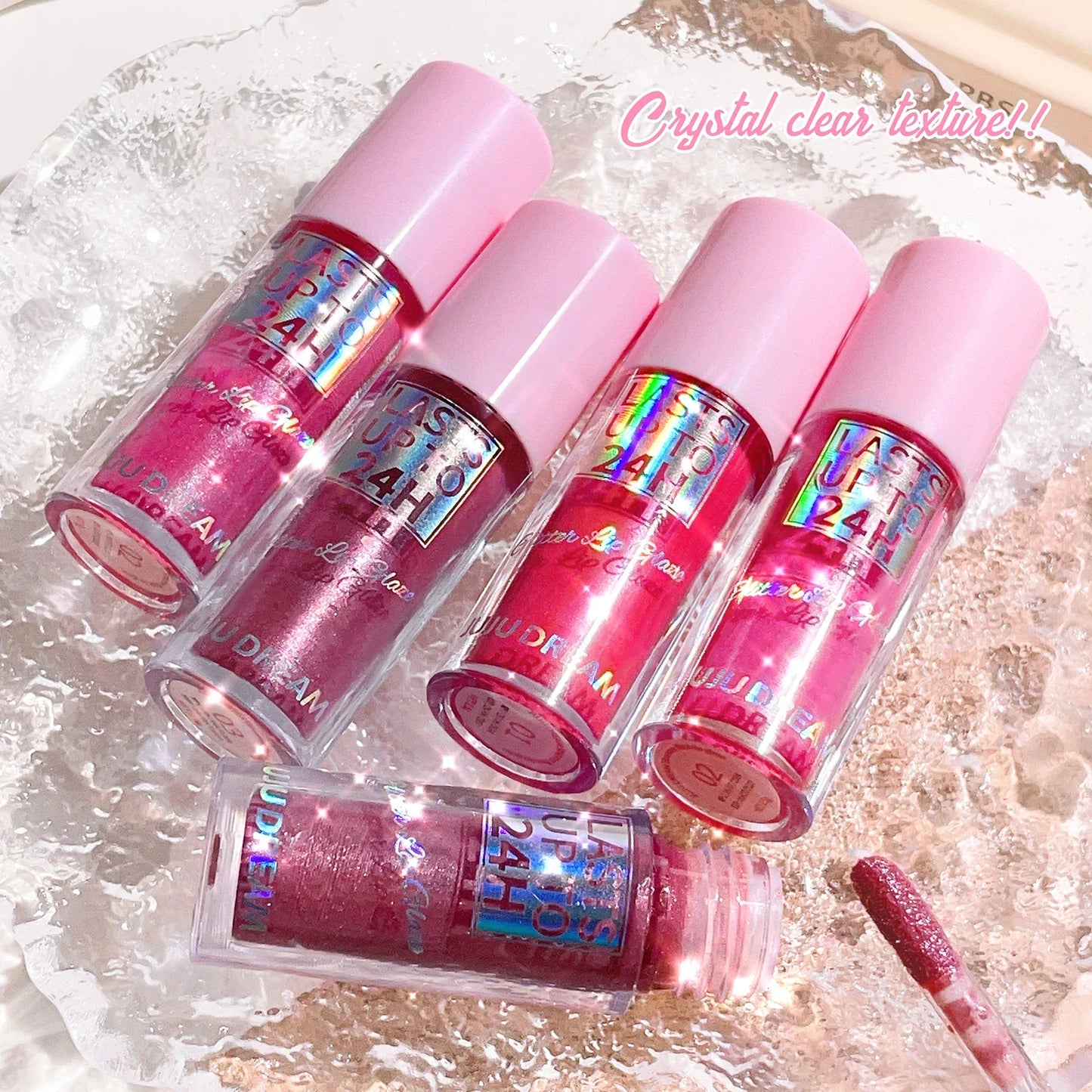 Long-Lasting Lip Gloss - Moisturizing, Lightweight & Sparkling Finish in Classic Red, Elegant Nude & Sweet Pink Shades