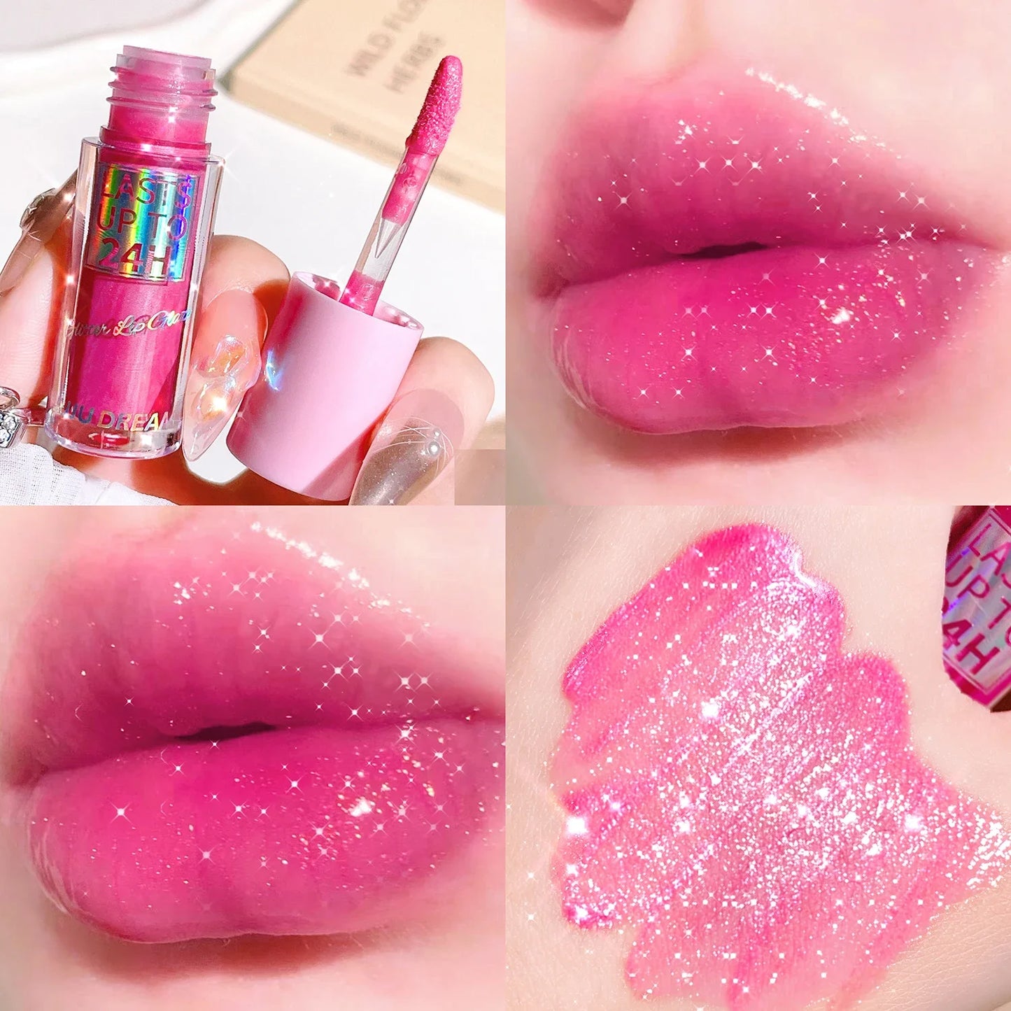Long-Lasting Lip Gloss - Moisturizing, Lightweight & Sparkling Finish in Classic Red, Elegant Nude & Sweet Pink Shades