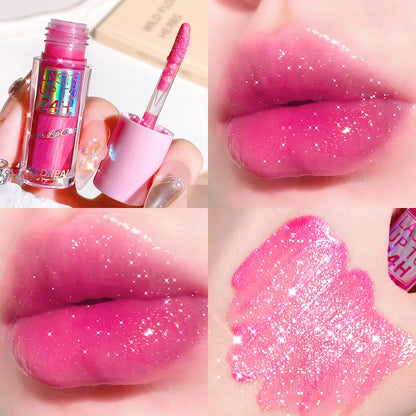 Long-Lasting Lip Gloss - Moisturizing, Lightweight & Sparkling Finish in Classic Red, Elegant Nude & Sweet Pink Shades